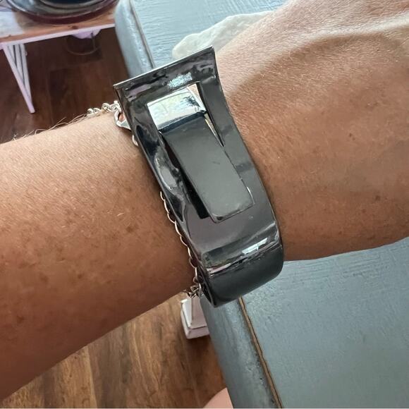 none Jewelry - Gunmetal Hinged Bangle Bracelet